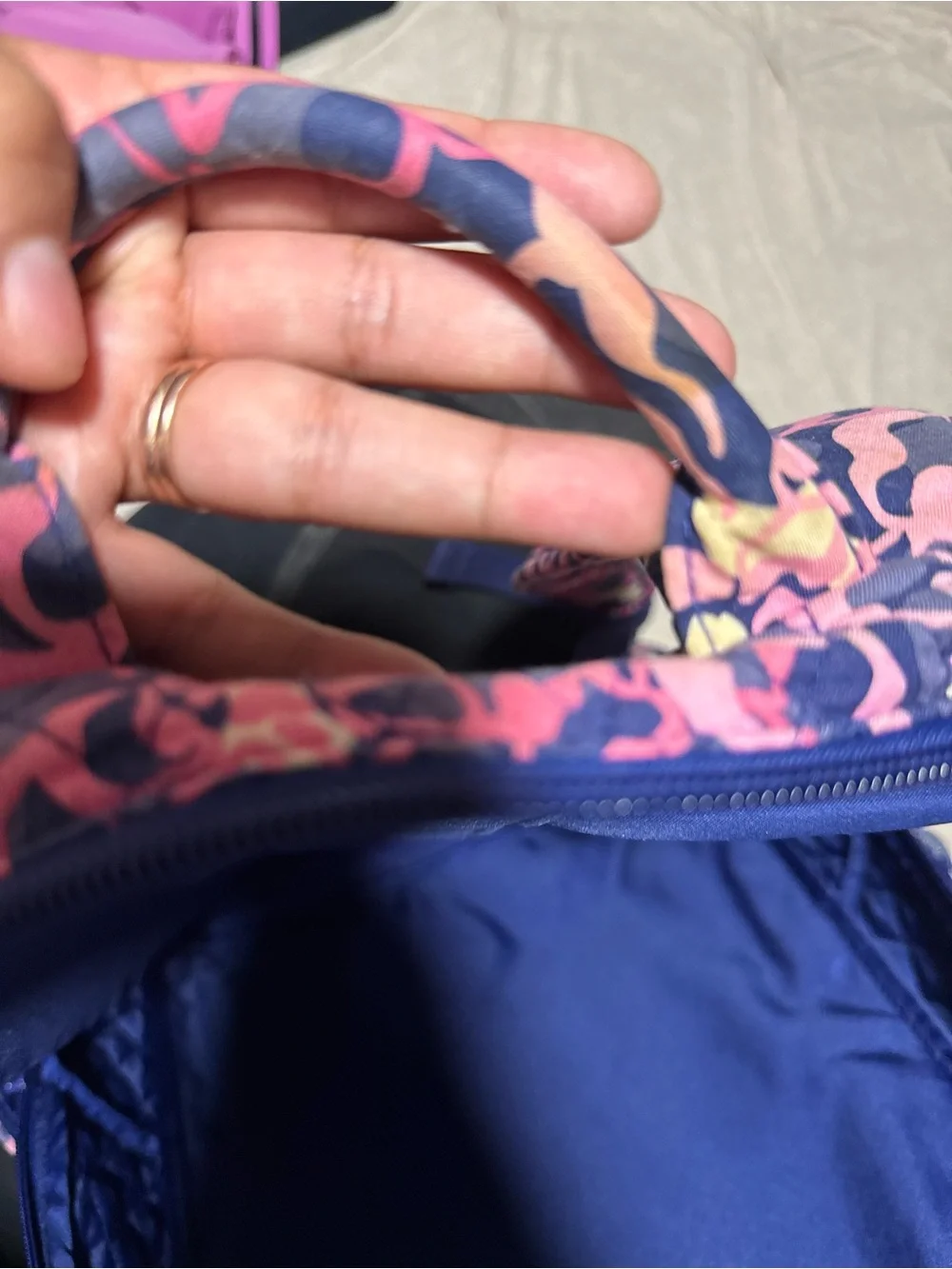 Vera Bradley Navy Pink Floral Quilted Backpack